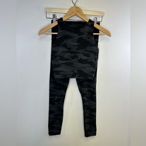 Athleta Black Gray Camo Print Sports Bra & Elation 7/8 Tight Size X-Small Set